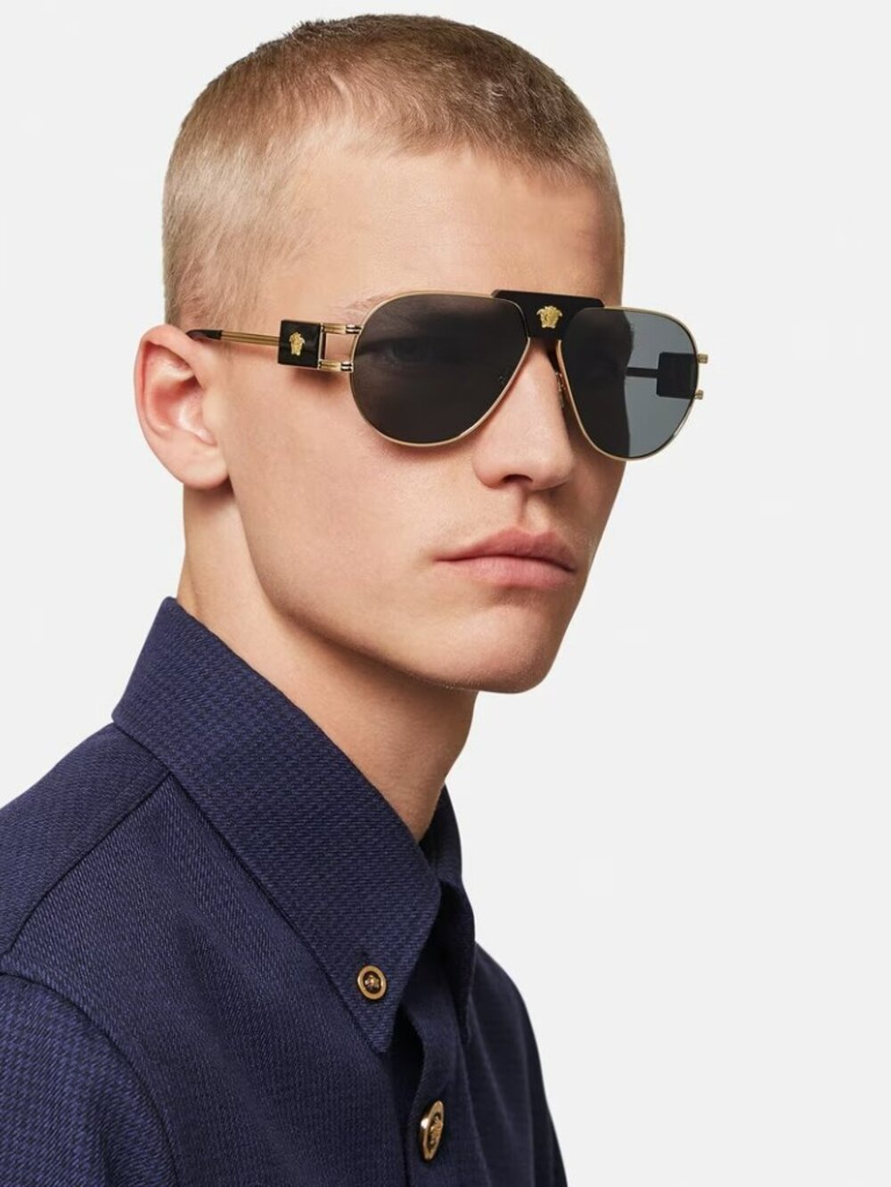 VERSACE VE2252 SPECIAL PROJECT 100287 GOLD PILOT SUNGLASSES